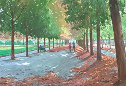 Autumn in Paris by Charles Rowbotham - Original Painting on Board sized 17x12 inches. Available from Whitewall Galleries